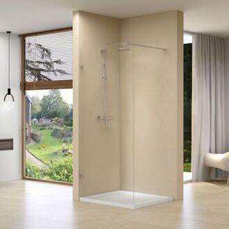 van Rijn Inloopdouche Van Rijn ST01 Met Scharnieren En Stabilisatiestang 98x200 cm Helder Glas 8 mm Chroom