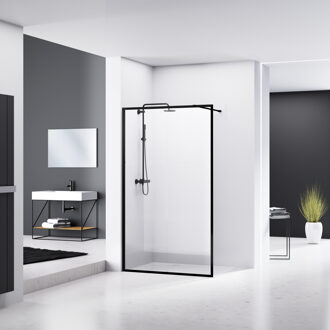 van Rijn Inloopdouche Van Rijn ST04 Met Stabilisatiestang 140x200 cm 8 mm Helder Glas Zwart