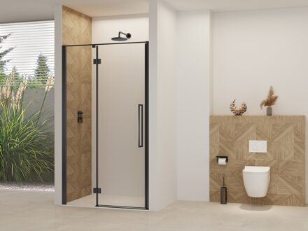 van Rijn Nisdeur Van Rijn Products ST07 Aan Vast Deel 90x200 cm 8 mm Helder Glas Incl. Beslag, Greep en Stabilisatiestang Mat Zwart