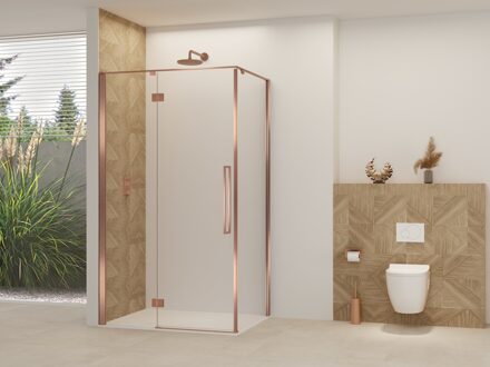 van Rijn Nisdeur Van Rijn Products ST07 Voor Hoekcabine 120x200 cm 8 mm Helder Glas Incl. Beslag, Greep en Stabilisatiestang Geborsteld Koper