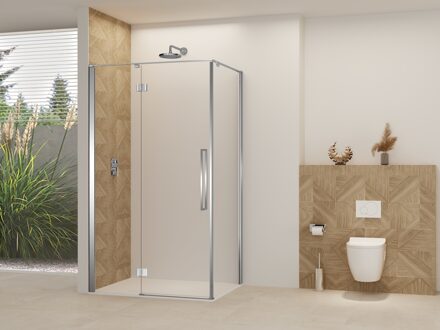 van Rijn Nisdeur Van Rijn Products ST07 Voor Hoekcabine 90x200 cm 8 mm Helder Glas Incl. Beslag, Greep en Stabilisatiestang Chroom