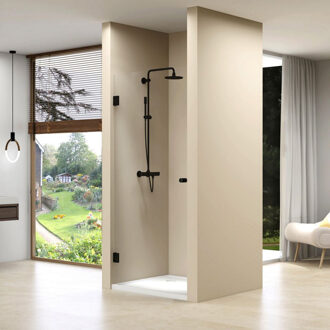 van Rijn Nisdeur Van Rijn ST01 Profielloos 100x200 cm Helder Glas 8 mm Zwart