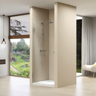 van Rijn Nisdeur Van Rijn ST01 Profielloos 90x200 cm Helder Glas 8 mm Zwart