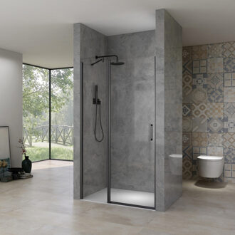 van Rijn Nisdeur Van Rijn ST02 88x200 cm Draaideur 6 mm Met Vaste Wand 8mm Zwart