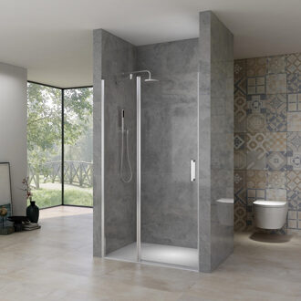 van Rijn Nisdeur Van Rijn ST02 98x200 cm Draaideur 6 mm Met Vaste Wand 8mm Chroom