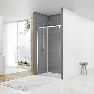 van Rijn Nisdeur Van Rijn ST06 Schuifdeur Met Vaste Wand 160x200 cm 8 mm Soft Close Chroom