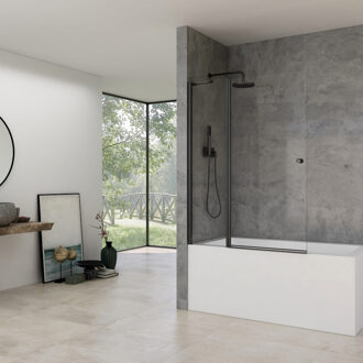 van Rijn Products ST02 Badwand - 120x150cm - incl glasbehandeling - zwart ST02900ZW Zwart hoogglans