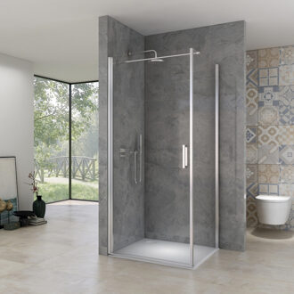 van Rijn Products ST02 Douchecabine - 95x95x200cm - stabilisatiestang - helder glas - 6mm ST0215090T Chroom