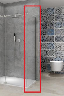 van Rijn Vaste Wand Van Rijn Products ST08 70x200 cm 8 mm Helder Glas met Muurprofiel RVS tbv Hoekcabine