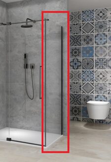 van Rijn Vaste Wand Van Rijn Products ST08 80x200 cm 8 mm Helder Glas met Muurprofiel Mat Zwart tbv Hoekcabine