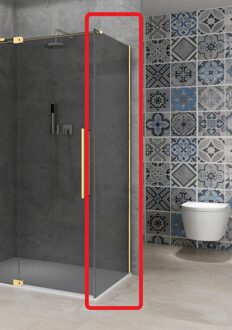 van Rijn Vaste Wand Van Rijn Products ST08 90x200 cm 8 mm Rookglas met Muurprofiel Mat Messing tbv Hoekcabine