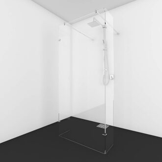 van Rijn Vrijstaande Douchewand Van Rijn Helder Glas Incl 2 stabilisatiestangen 200x150x50 cm van Rijn