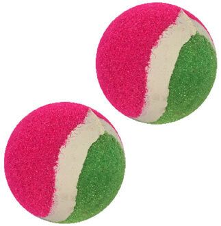 Vangbal ballen - 2x - roze/groen - speelgoed - dia 5 cm - Vang- en werpspel Multikleur