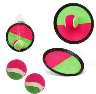 Vangbalspel met klittenband incl 3x ballen - roze/groen - strand speelgoed - Vang- en werpspel Multikleur