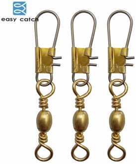 Vangen 30 stks Vat Vissen Swivel Met Interlock Snap Gold Brass Harde Vissen Lokken Connector Vissen Accessoires Size8 36mm