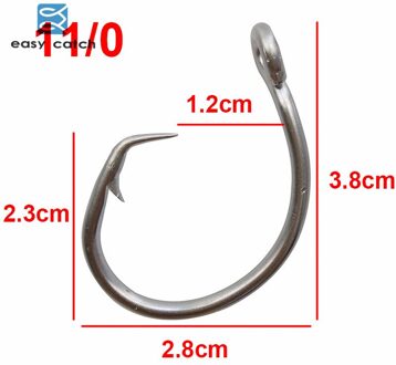 Vangen 50 stks 39960 Rvs Wit Offset Tonijn Cirkel Aas Vissen Haak Maat 8/0 9/0 10/0 11/0 12/0 13/0 14/0 15/0 11 0