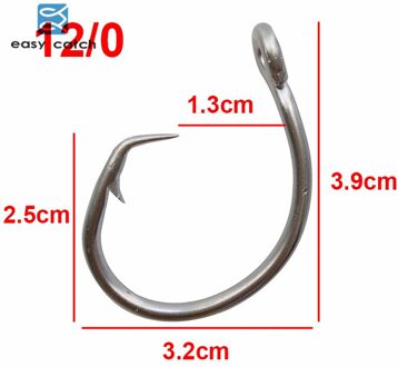 Vangen 50 stks 39960 Rvs Wit Offset Tonijn Cirkel Aas Vissen Haak Maat 8/0 9/0 10/0 11/0 12/0 13/0 14/0 15/0 12 0