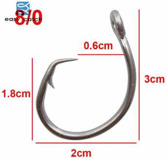 Vangen 50 stks 39960 Rvs Wit Offset Tonijn Cirkel Aas Vissen Haak Maat 8/0 9/0 10/0 11/0 12/0 13/0 14/0 15/0 8 0