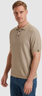 Vanguard Poloshirt Knitted Checks Beige - XXL