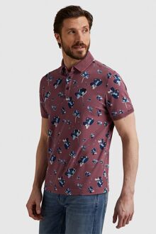 Vanguard Poloshirt Piqué Bloemen Donkerroze - M,XL,XXL