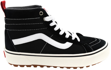 Vans Trendy Zwarte Leren en Stoffen Sneakers Vans , Black , Heren - 45 EU