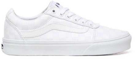 Vans Ward Checkerboard Dames Sneakers - White/White - Maat 37