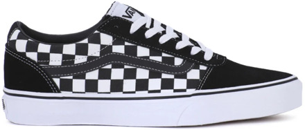 Vans Ward Checkered Heren Sneakers - Black/True White - Maat 45