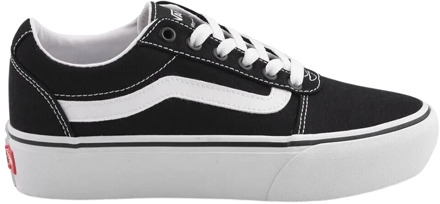 Vans Ward Platform Canvas Dames Sneakers - Black/White - Maat 37