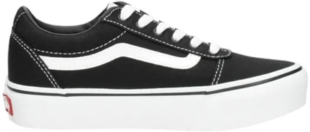 Vans Ward Platform Canvas Dames Sneakers - Black/White - Maat 37