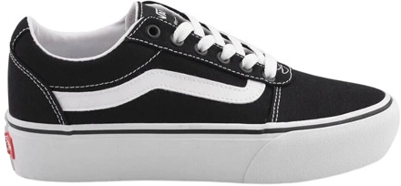 Vans Ward Platform Canvas Dames Sneakers - Black/White - Maat 40