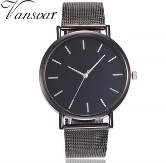 Vansvar Mode Vrouwen Crystal Rvs Analoge Quartz Horloges Vrouwen Armband Horloge Relogio Feminino zwart