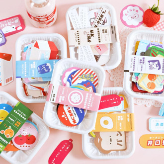 VanYi 30 Sheets/Box Drinks Stationery Sticker Paper Doll Decorative Delicious Convenience Store Diary Label Waterproof Stickers