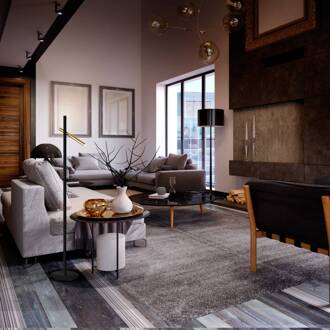 Varas LED vloerlamp, zwart/goud, 2-lamps versie matzwart, glanzend goud