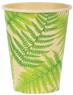 Varenblad jungle eco thema bekers 10x stuks 350 ml - Feestbekertjes Multikleur