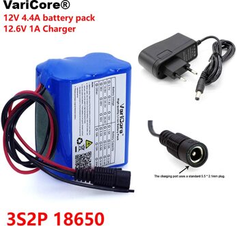 VariCore 12 v 4.4 Ah 4400 mah 18650 Oplaadbare batterijen 12 v met BMS Lithium batterij Bescherming Boord + 12.6 v 1A Charger