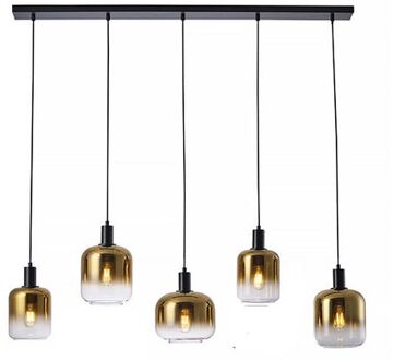 Vario Hanglamp Zwart Goud 5 Lichts 120cm