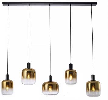 Vario Hanglamp Zwart Goud 5 Lichts 120cm