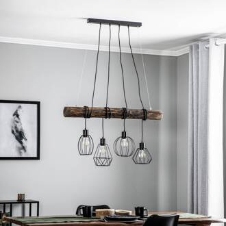 Various hanglamp 4-lamps den donker zwart, donker hout