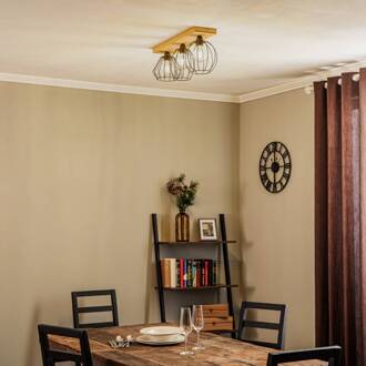 Various plafondlamp 3. dennenhout natuur zwart, licht hout