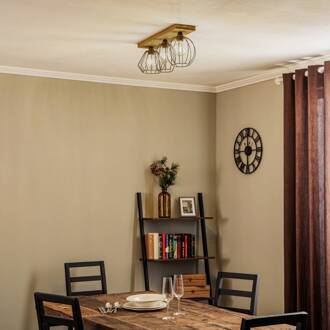 Various plafondlamp 3-lamps dennenhout zwart, donker hout