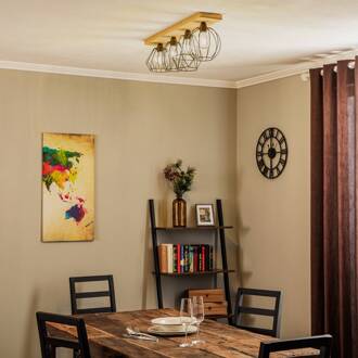 Various plafondlamp 4. dennenhout natuur zwart, licht hout