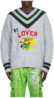 Varsity Sweater voor stijlvolle mannen ERL , Gray , Heren - L,M