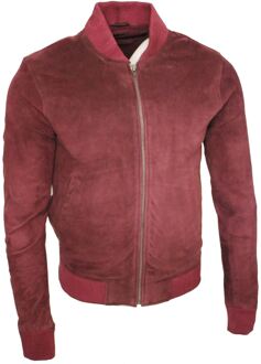 Varsity zacht suède leren bomberjack Bourgogne - 2XL