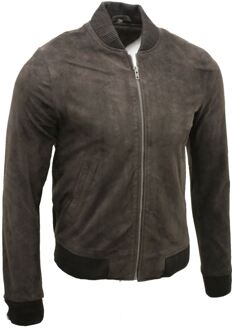 Varsity zacht suède leren bomberjack Bruin - 2XL