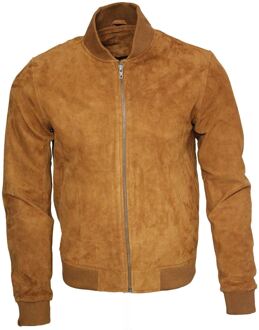 Varsity zacht suède leren bomberjack Bruin - XS