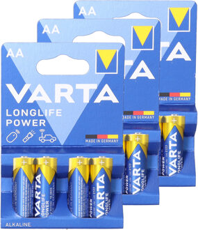 Varta Alkaline AA batterijen longlife power 1.5 V - pakje van 12x stuks - Penlites