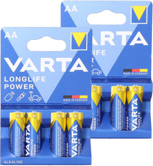 Varta Alkaline AA batterijen longlife power 1.5 V - pakje van 8x stuks - Penlites