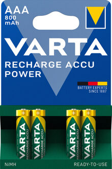 Varta Batterij oplaadbaar Varta 4xAAA 800mAh ready2use