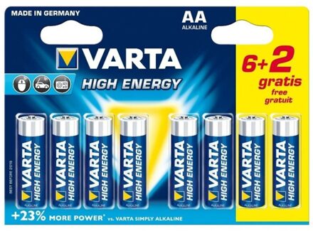 VARTA High Energy Alkaline batterij, AA/LR6, 1,5V, 6+2 Gratis! - small