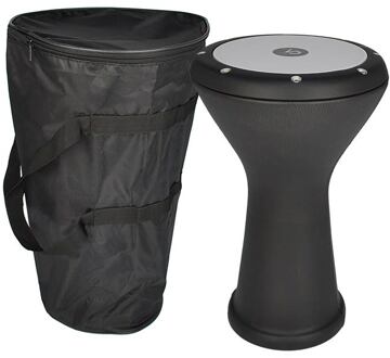 Vatan VDE-3002 gegoten aluminium goblet drum bekleed met Faux leer gegoten aluminium goblet drum bekleed met Faux leer, Egyptisch model, 22cm diameter, 44cm diep,zwar